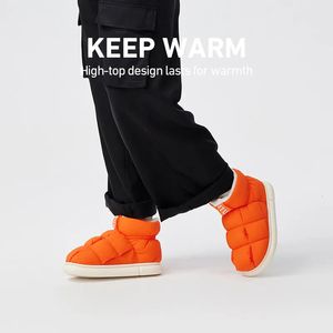 736 Utune High Women Top enkel slippers voor Home Warm pluche herenhuis Flats Anti-slip platform buiten Splash-proof Snow Boots 231018 133