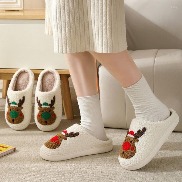 738 Chaussures Hiver Anti-Slip Christmas Indoor Cotton Pantonrs Home Chirstmas Festival Familles Familles Sole Sole Couple 821 973 912