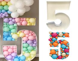 73cm blanc géant numéro 1 2 3 4 5 Board Board Boîte de remplissage mosaïque ballons stand kids adultes anniversaire anniversaire fête décor 2203394929