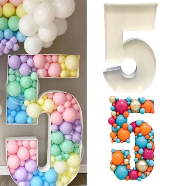 73 cm blanc géant numéro 1 2 3 4 5 Board Boîte de remplissage de ballons mosaïques Ballons de haut