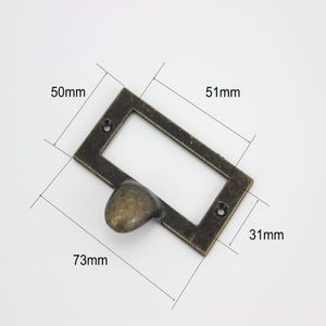 Manija del portatarjetas del cajón del tirador del marco de la etiqueta antigua de 73x62mm con tornillos 292B