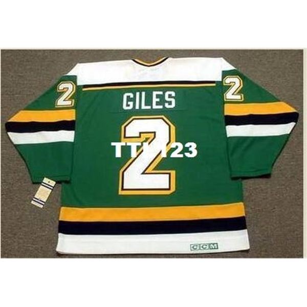 740 # 2 Curf Giles Minnesota North Stars 1990 CCM Jersey de hockey vintage ou personnalisé N'importe quel nom de Nom ou Number Retro Jersey