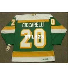 740 20 DINO CICCARELLI Minnesota North Stars 1981 CCM Maglia da hockey vintage o personalizzata con qualsiasi nome o numero maglia retrò3163650