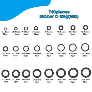740 stcs Rubber O Ring Assortment Kits 24 Maten Afdichtende pakking wasmachine voor autoreparatie, sanitair en kraan, O-ringen