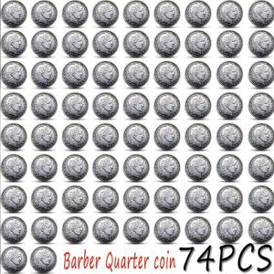 Pièces de monnaie américaines anciennes couleurs, 74 pièces, 1892 – 1916, p-o-s-d, copie du quart de barbier, 24mm, collection de pièces 211J