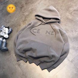 75% de réduction Factory Direct Online CE hommes femmes lettre de sceau en acier convexe 3D ample décontracté et polyvalent Terry Plush Pull à capuche Pull