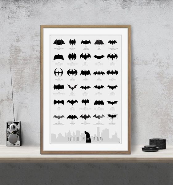 75 ans d'évolution Batman Comic art Affiche de mur de mur de mur Art Print Home Decor Affiche sans frame 16 24 36 47 pouces6689907