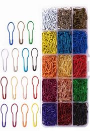 750 stuks 15 kleuren Assorteerde lamp Veiligheidspennen Peervormige pennen breienselmarkeringen naaien met opbergdoos4140222
