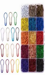 750 stuks 15 kleuren Assorteerde lamp Veiligheidspennen Peervormige pennen breisteekmarkeringen naaien met opbergdoos9846736