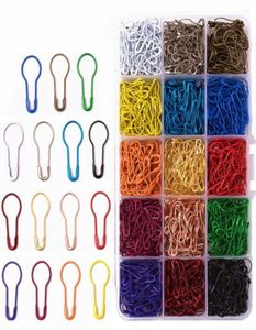 750 pièces 15 couleurs épingles de sécurité assorties en forme de poire Marqueurs de point de tricote de tricot à coudre avec box de rangement3772818