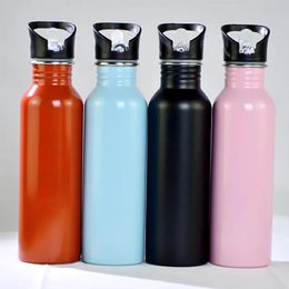 750 ml herstelbare milieuvriendelijke BPA gratis roestvrijstalen metalen water flessen enkele muur reis sport gym drinkketel 240409