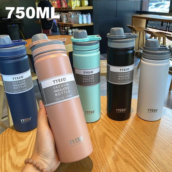750 ml Tyeso Thermos Bottle en acier inoxydable Flash Isulate Water Travel tasse pour enfants Café Mug termica 240424