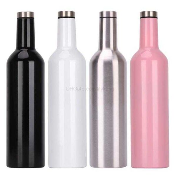 750 ML Vide rouge Vin forme Bouteille En Acier Inoxydable Flacon Double Paroi Isolé Verres À Bière Voyage Bouteille D'eau En Plein Air Hydratation Gear