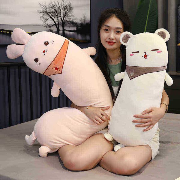 75125Cm Animales de dibujos animados Almohada de peluche Conejo de peluche Unicornio Vaca Oso de peluche Juguete de peluche Suave Volver Cama Almohada ldren Niñas Regalo J220729