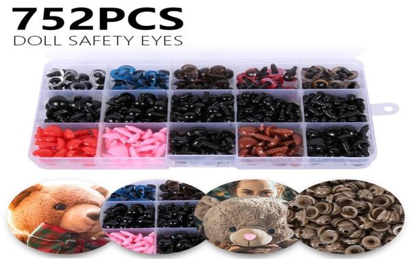 752 pièces artisanat en plastique coloré yeux de sécurité pour ours en peluche doux peluche Animal poupée Amigurumi bricolage accessoires 2012035544907