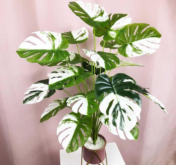 75 cm 24 feuilles artificielles une grande plante tropicale vraie touche feuilles de palmier faux plastique tortue feuillage maison bureau décor 2106247829679