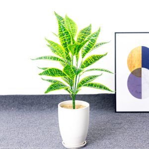 75 cm 26 Feuilles grandes plantes artificielles grandes branches de magnolia faux bambou tigre piran en plastique de palmier en plastique pour décoration intérieure