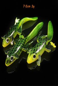 75 cm 3 g Elliot Frog Cebos blandos Señuelos Equipo de pesca de silicona 20 piezas / lote S25470088
