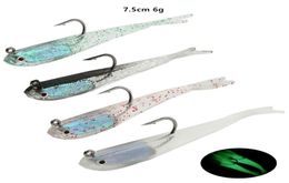 75cm 6g Ganno de pescado biónico Cebos suaves Luros Jigs Single Hooks Fishhooks 6 tipos de color de pesca de silicona de color Whole28411028