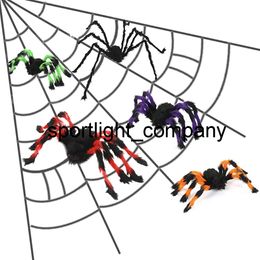 75 cm Noir En Peluche Araignée Halloween Décoration Multicolore Style Araignée Web Bar Partie Décoration Fournitures Enfants Toyxmas cadeau