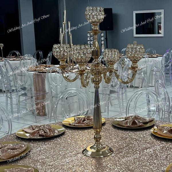 75 cm à 100 cm) décoration de table de mariage lustre en cristal pièce maîtresse de mariage en or vase trompette pour centres de table de mariage pièce maîtresse de fleur en cristal de mariage