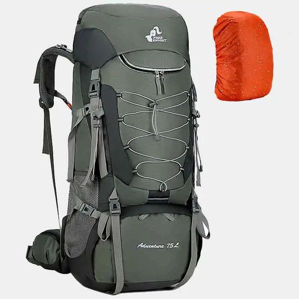 75L Camping Sac à dos Sac de sport de voyage avec couverture de pluie grimpant alpinisme randonnée extérieur sac de randonnée à sacs à dos épaule des hommes 240411