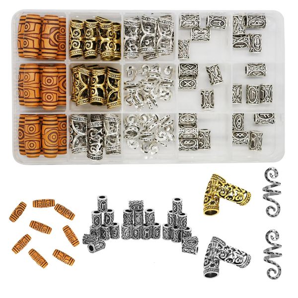 75pcs/caja Mezcla Metal Spring Ring Cabello Trenvasos Beads Beads Clips Accesorios de decoración del cabello con caja de almacenamiento 240409