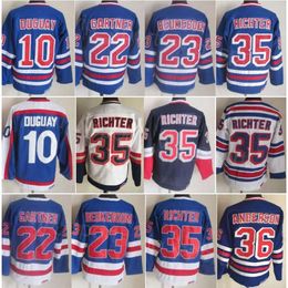 75-jarig jubileum Hockey Retro 22 Mike Gartner Jerseys Met pensioen 23 Jeff Beukeboom 36 Glenn Anderson 35 Mike Richter 10 Ron Duguay Vintage Classic CCM 91-92 Pullover