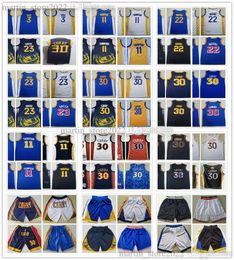 Gestikte mannen basketbaltruien Stephen 30 Curry Klay 11 Thompson Chris 3 Paul Andrew 22 Wiggins Draymond 23 Green Shorts 100% borduurwerk