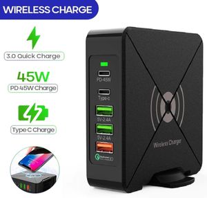 Interface de chargeur sans fil PD 75W Qualcomm Charge rapide 30 5 ports avec chargeur USB type-c pour téléphone portable Chargers3257660