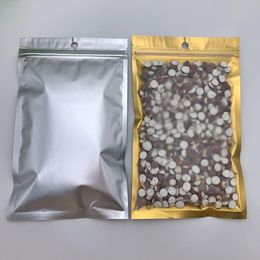 75x12cm 200pcs sacs mats avant clair intérieur doré papier d'aluminium ziplock sac réouverture carte sans poussière poly pochette en plastique zip sac Vrqnq