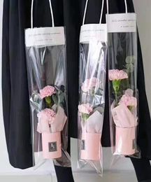 75x65 cm boîte à fleurs Mini Bouquet cylindre Portable 1 pc rond fleur seau cadeau stockage PVC fleuriste sac de mariage boîte de papier 9304021