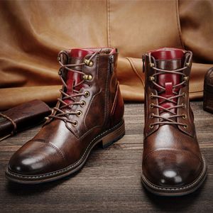 761 Hombres de moda Combinación de cuero de invierno Cabeza redonda de tacón grueso Boots de hombre de manga corta para hombres 231018 'S