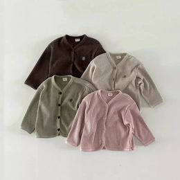Cardigan d'automne pour bébé, manteau Simple, veste assortie avec tout, couleur unie, vêtements d'extérieur pour garçons, 7633, 240125