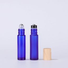 768 Uds. Botellas de rodillo de vidrio esmerilado de 10ml botella vacía de aceite esencial de Perfume con fragancia botella Roll-On de 10ml con tapa de grano de madera