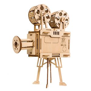 77 Stuks DIY 3D Filmprojector Puzzel Houten Model Building Kit Montage Vitascope Speelgoed blok montage speelgoed 240122