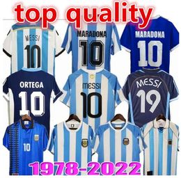78 86 98 Argentina Retro Soccer Jersey Maradona 1994 1996 2000 2001 2006 2010 Kempes Batistuta Riquelme HIGUAIN KUN AGUERO CANIGGIA AIMAR Camisetas de fútbol 666