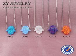 78 couleurs mode 925 Collier Hamsa Hand Opal Collier 925 STERLING Silver Fatima Hand 11x13 mm Opal Silver Collier 2208185133300