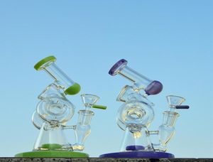 78 Inch Waterpijpen Glazen Bong Zijspan Ontwerp Unieke Bongs Slitted Donut Perc Oil Dab Rigs Dubbele Recycler Waterleidingen Groen Paars X3315567