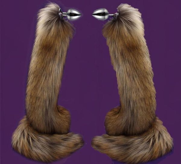 78cm Super Long Fox Tail Plug Anal Faux Fur Tail Metal Butt Plug Cosplay Rôle Adult Novely Perles anales Toys Sex For Man Women Y2018548498