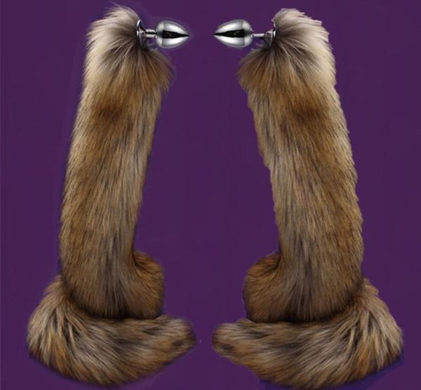 78cm Super Long Fox Tail Plug Anal Faux Fur Tail Metal Butt Plug Cosplay Rôle Adult Novely Perles anales Toys Sex For Man Women Y2018494565