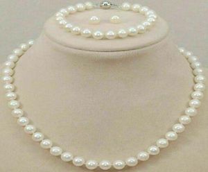 78 mm Ensemble de collier de perle blanc naturel en eau douce 180390391254455