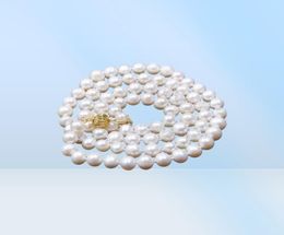 78 mm natuurlijke Akoya Gecultiveerde witte parel ketting sieraden 32 quot7750083