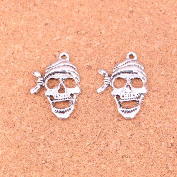 78 Uds dijes pirata esqueleto calavera colgantes chapados en plata antigua que hacen DIY joyería de plata tibetana hecha a mano 27*20mm