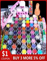 78pcs Nail Acrylique Powder Glitter Manucure Set pour nail art kit Gems Decoration Crystal Rhinestone Brush Tools Kit pour Manucure3213944670