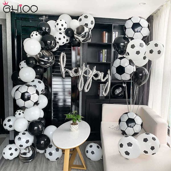 78pcs / Set Hélium Feuille Latex Globos Enfants Garçon Ballons De Football Garland Arch Kit Décorations De Fête D'anniversaire Fournitures De Fête De Football 210626