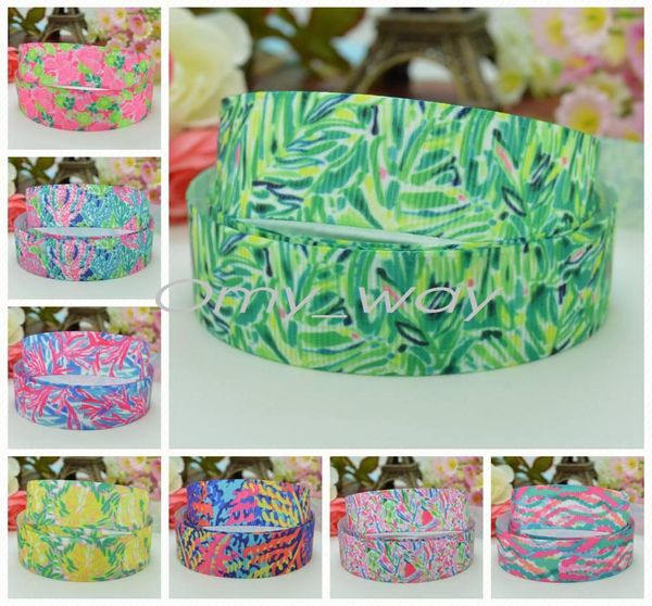 78quot22mm Lilly Flores Mariposa impresa Grosgrain Ribbon Bebo Decoración DIY DIY HECHO HEDO OEM 50YD6226289