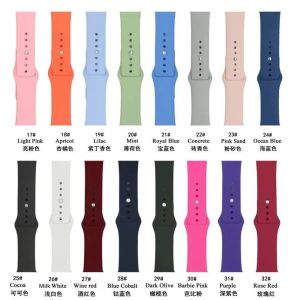 79 couleurs Slicon SILICONE pour Apple Watch Series 9 8 7 45mm 49mm 6 5 4 3 2 1 Band Soft Remplacement Watch Band pour iWatch 41mm 4mm 38mm 42 mm 40mm 44 mm Smart Wands Bands