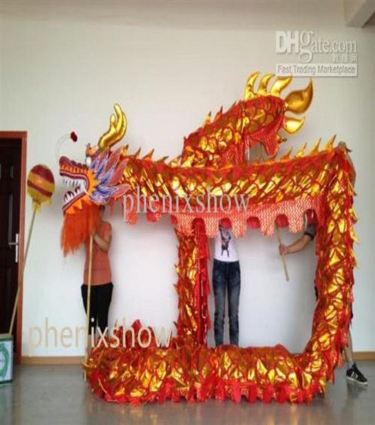 79 m taille 6 8 Kid Golden Mascot Costume plaqué chinois Traditional Culture Stage Dragon Dance Folk Festival Célébration3040948