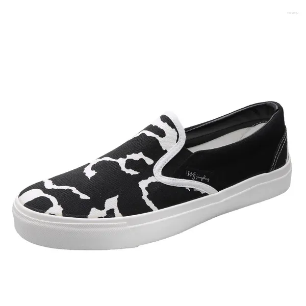 79 Mujeres Summer Unisex Zapatos casuales lienzo Slip on Men Lace Up Animal Design School Black Leisure 242 221 90495